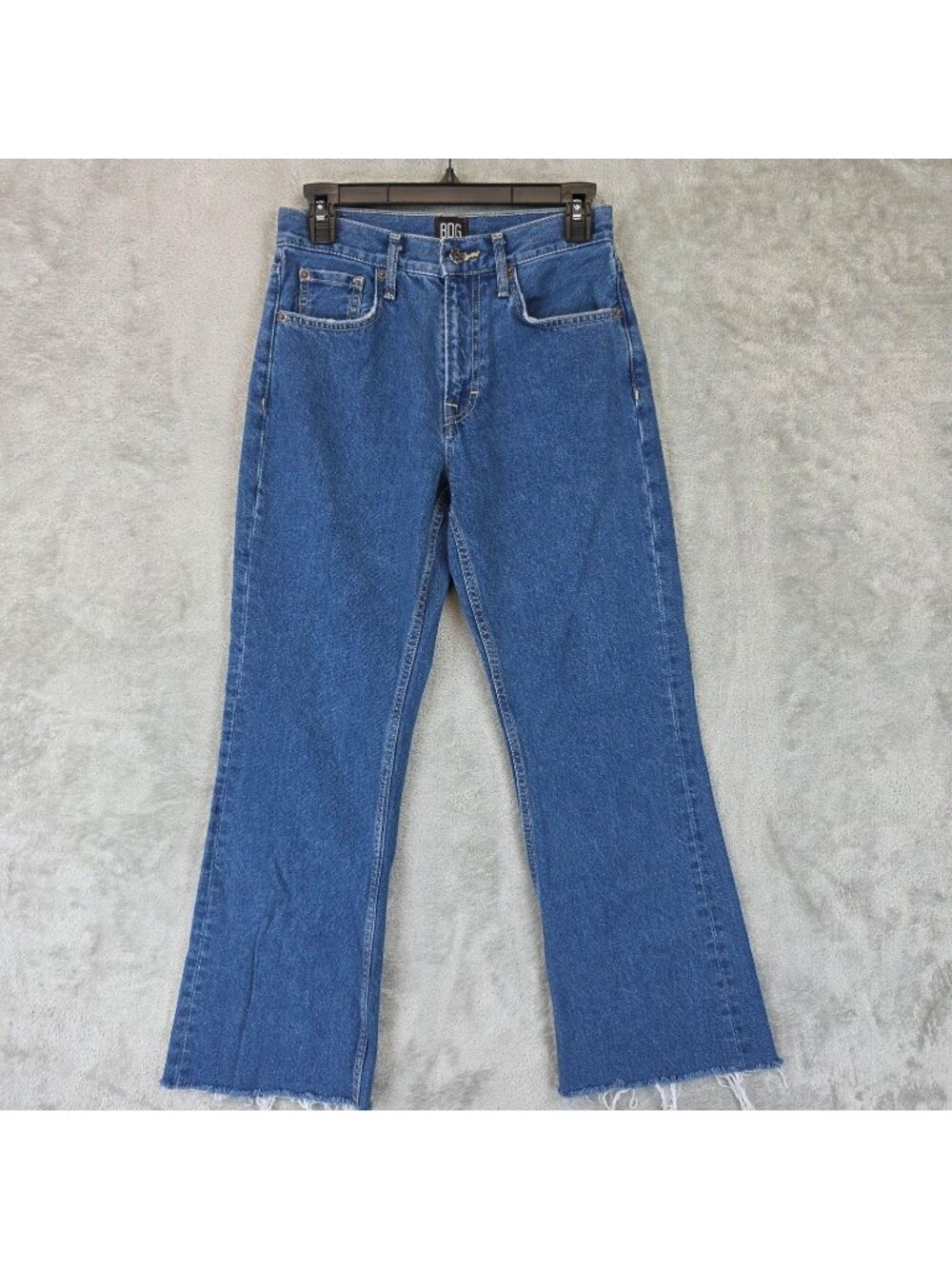 BDG 90s Bootcut Jeans Womens 26 Blue Med Wash Mid Rise Raw Hem Rigid Denim